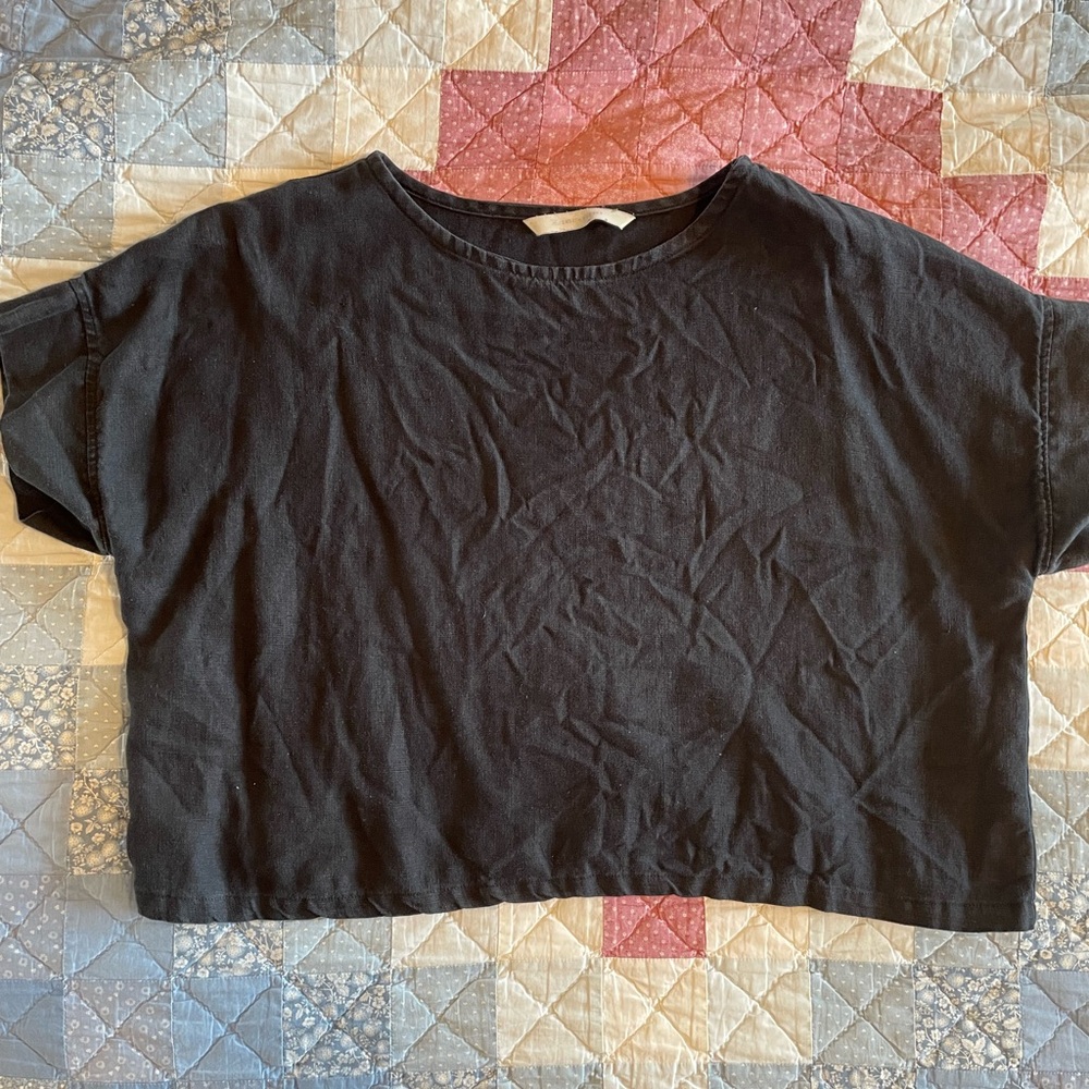 Elizabeth Suzann Georgia Top in Linen, Black, Size OS